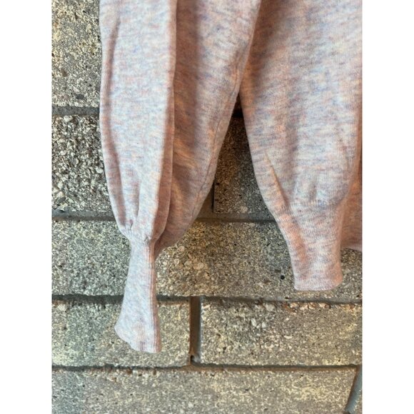 Ella Moss Heathered Light Pink Pullover Sweatshirt M Ribbed Trim Crew Neck & Cuf - Picture 4 of 5